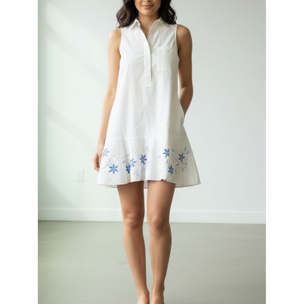 NEW Tuckernuck White Embroidery Sleeveless Callahan Cotton Dress Womens Size XS